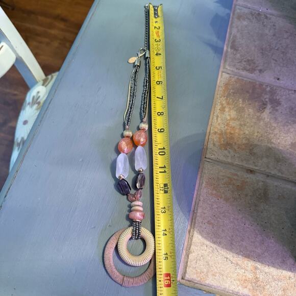 Chico’s Large Beaded Pendant Statement Necklace - Picture 6 of 8